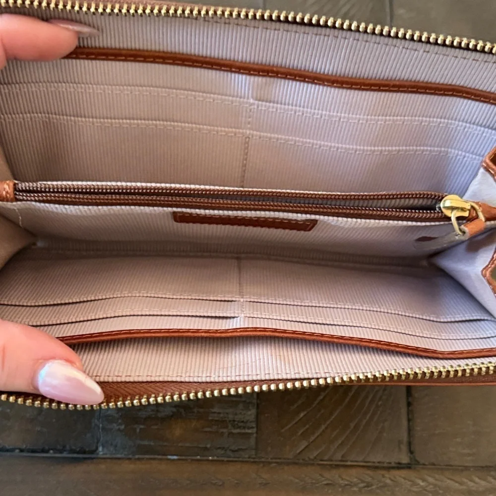 Margot New York Tan Leather Wristlet Wallet